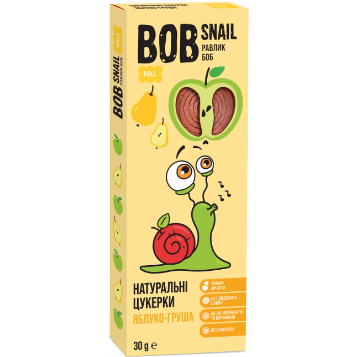 Натуральні цукерки Bob Snail Яблуко-груша, 30 г (520248) - 
